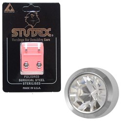 Birthstone Studs - Mini Bezel S/S - April Crystal